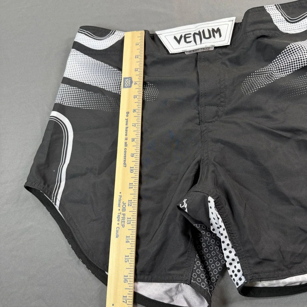 Venum Fight Team MMA Shorts Mens XL Black White Combat Training Trunks